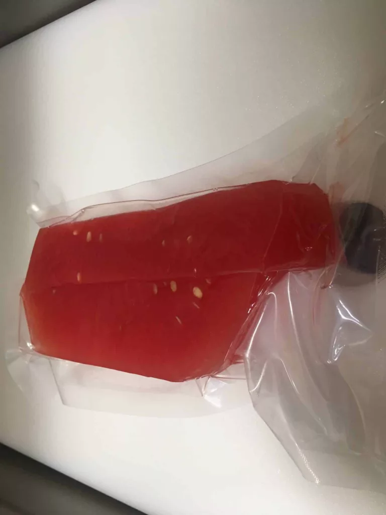 Watermelon compressed in the VacMaster VP215 vacuum chamber.