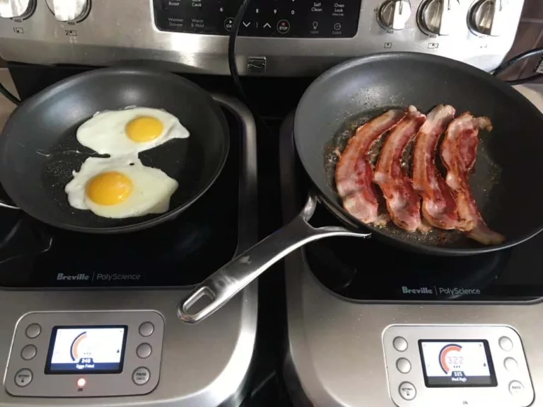 Bacon and eggs prepared on the Breville PolyScience Control Freak.