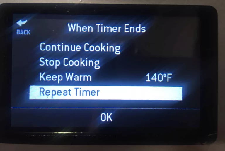When timer ends options on the Breville PolyScience Control Freak.
