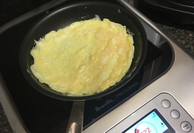 Three egg omelet on the Breville PolyScience Control Freak.