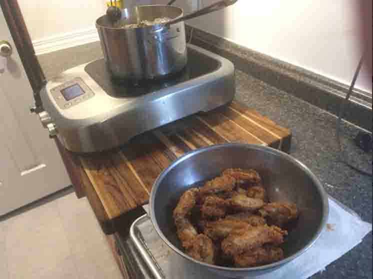 Deep frying a second batch of wings on the Breville PolyScience Control Freak.