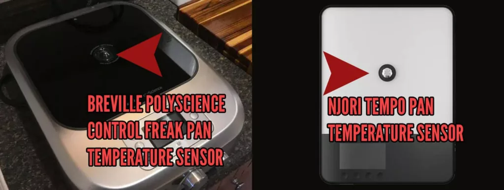 Njori Tempo vs. Breville PolyScience Control Freak pan temperature sensor.