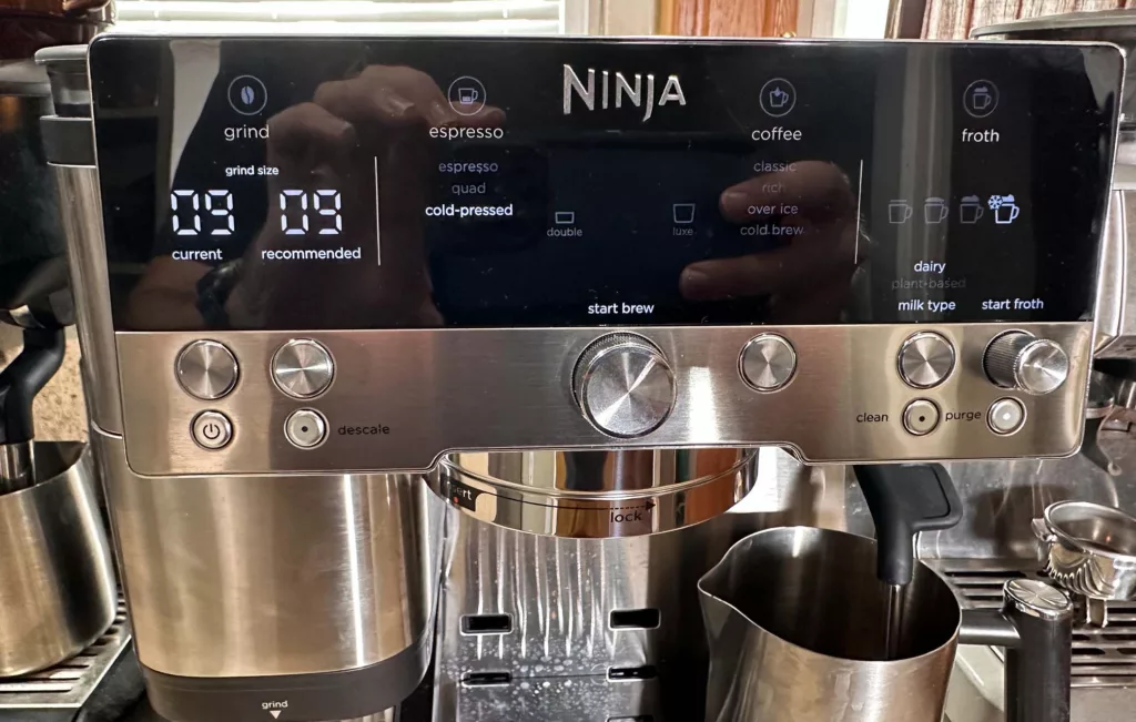 Ninja Luxe Cafe control panel.