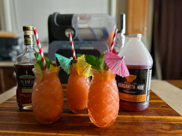 Mai Tais made with the Ninja SLUSHi and Margarita Man mix.
