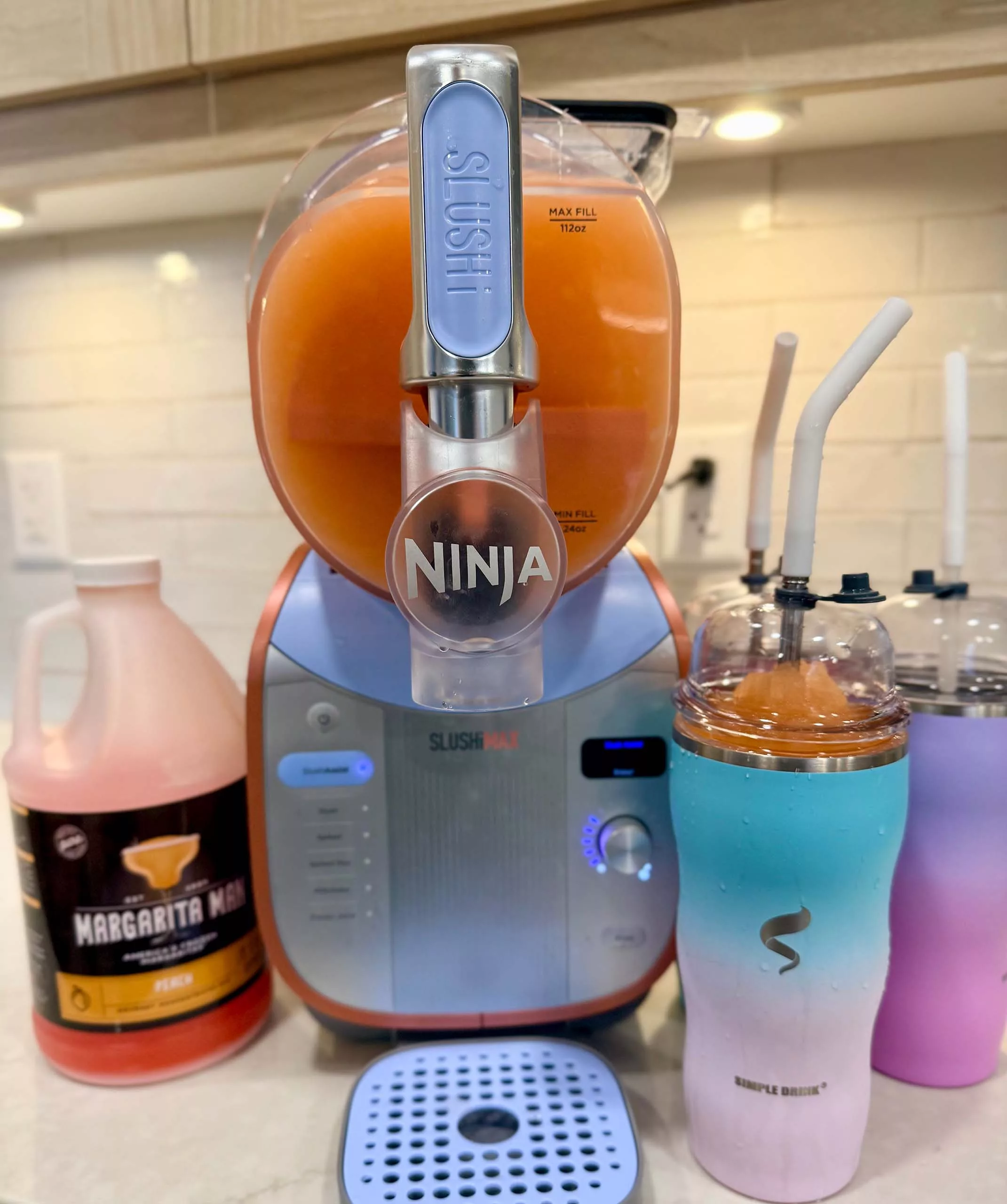 Peach Bellinis made with Margarita Man on the Ninja SLUSHi.
